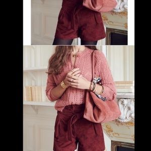 Sezane Zoe suede shorts - burgundy. Size FR 34